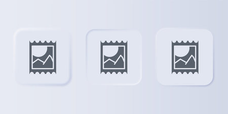 Gray LSD acid mark icon isolated on gray background. Acid narcotic. Postmark. Postage stamp. Health danger. Set icons in square buttons. Vector.のイラスト素材