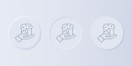 Gray Human hand and easter cake icon isolated on gray background. Happy Easter. Set icons in square buttons. Vector.のイラスト素材