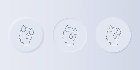 Gray High human body temperature or get fever icon isolated on gray background. Disease, cold, flu symptom. Set icons in square buttons. Vector.のイラスト素材