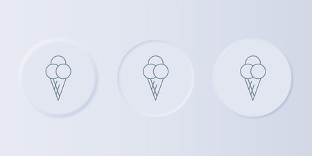 Gray Ice cream in waffle cone icon isolated on gray background. Sweet symbol. Set icons in square...