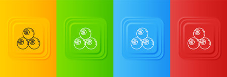 White Billiard pool snooker ball with number 8 icon isolated on colorful background. Set icons in square buttons. Vector.のイラスト素材