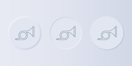 Gray Musical instrument trumpet icon isolated on gray background. Set icons in square buttons. Vector.のイラスト素材