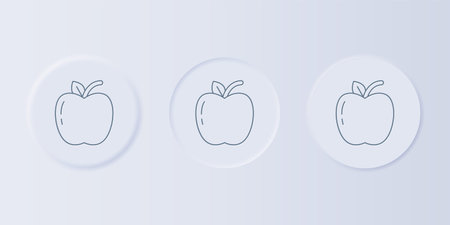 Gray Apple icon isolated on gray background. Fruit with leaf symbol. Set icons in square buttons. Vector.のイラスト素材