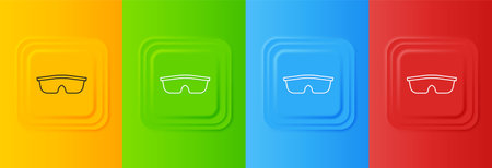 White Sport cycling sunglasses icon isolated on colorful background. Sport glasses icon. Set icons in square buttons. Vector.のイラスト素材