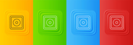 White Billiard chalk icon isolated on colorful background. Chalk block for billiard cue. Set icons in square buttons. Vector.のイラスト素材