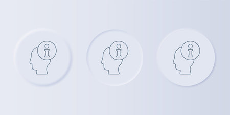 Gray Information icon isolated on gray background. Set icons in square buttons. Vector.のイラスト素材