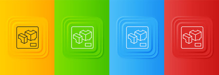 White 3D printer icon isolated on colorful background. 3d printing. Set icons in square buttons. Vector.のイラスト素材