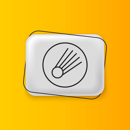 Black Comet falling down fast icon isolated on yellow background. Silver rectangle button. Vector.のイラスト素材
