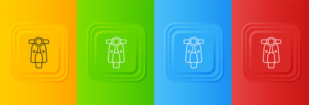 White Scooter icon isolated on colorful background. Set icons in square buttons. Vector.のイラスト素材