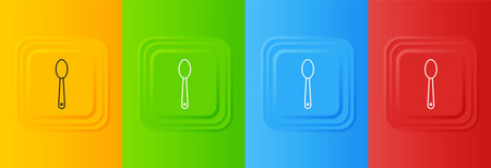 White Heroin in a spoon icon isolated on colorful background. Concept of drug addiction and dependence from the narcotic. Junkie lifestyle. Set icons in square buttons. Vector.のイラスト素材