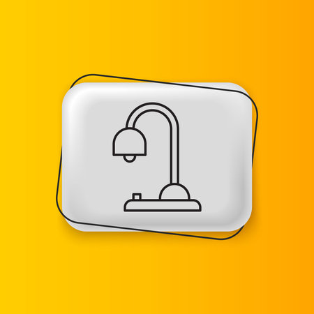 Black Table lamp icon isolated on yellow background. Silver rectangle button. Vector.のイラスト素材