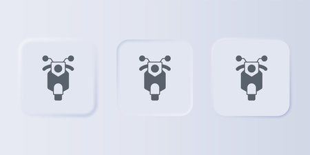 Gray Scooter icon isolated on gray background. Set icons in square buttons. Vector.のイラスト素材
