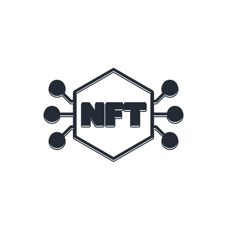 Black NFT Digital crypto art icon isolated on white background. Non fungible token. Vector.のイラスト素材