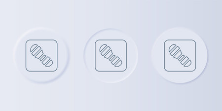 Gray Human footprints shoes icon isolated on gray background. Shoes sole. Set icons in square buttons. Vector.のイラスト素材