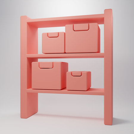 Pink Warehouse icon isolated on pink background. Minimalism concept. 3D render illustration.