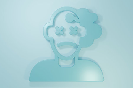 Blue icon isolated on blue background. Minimalism concept. 3D render illustration.