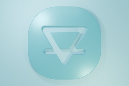 Blue Earth element of the symbol alchemy icon isolated on blue background. Basic mystic elements. Minimalism concept. 3D render illustration.の写真素材