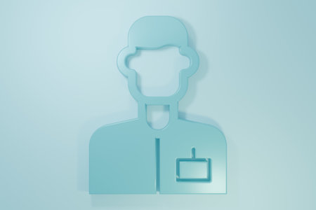 Blue Analyst engineer icon isolated on blue background. Minimalism concept. 3D render illustration.の写真素材