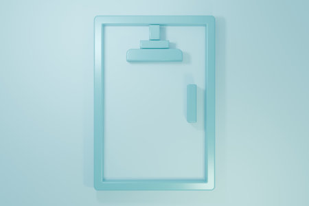 Blue icon isolated on blue background. Minimalism concept. 3D render illustration.の写真素材