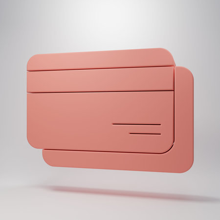 Pink Credit card icon isolated on pink background. Online payment. Cash withdrawal. Financial...
