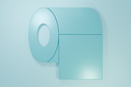 Blue Toilet paper roll icon isolated on blue background. Minimalism concept. 3D render illustration.