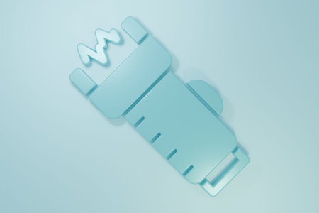 Blue Police electric shocker icon isolated on blue background. Shocker for protection. Taser is an...