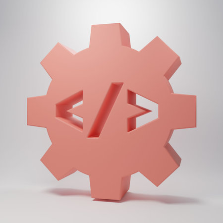 Pink Web design and front end development icon isolated on pink background. Minimalism concept. 3D...