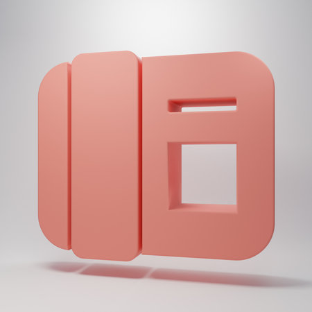 Pink handset icon isolated on pink background. Phone sign. Minimalism concept. 3D render illustration.の写真素材