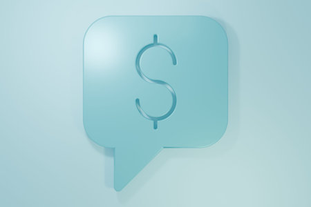 Blue support icon isolated on blue background.Speech bubble chat. Message icon. Communication or comment chat symbol. Minimalism concept. 3D render illustration.の写真素材
