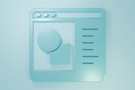 Blue 3D printer software icon isolated on blue background. 3d printing. Minimalism concept. 3D...