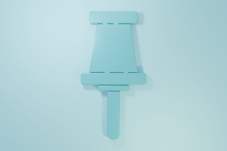 Blue Push pin icon isolated on blue background. Thumbtacks sign. Minimalism concept. 3D render...