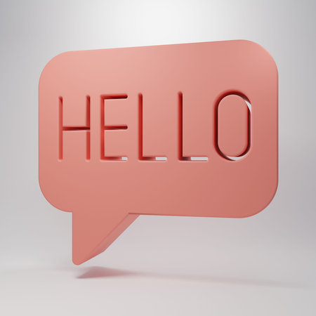 Pink Hello in different languages icon isolated on pink background. Speech bubbles. Minimalism...