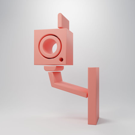 Pink Security camera icon isolated on pink background. Minimalism concept. 3D render illustration.