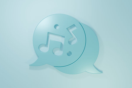 Blue Music note, tone icon isolated on blue background. Minimalism concept. 3D render illustration.