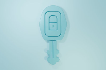 Blue Car key with remote icon isolated on blue background. Car key and alarm system. Minimalism...