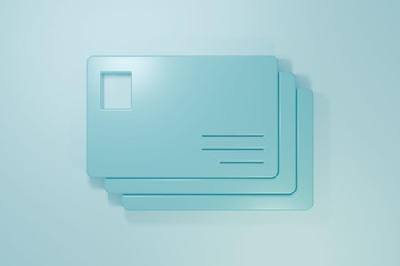 Blue Envelope icon isolated on blue background. Email message letter symbol. Minimalism concept. 3D...