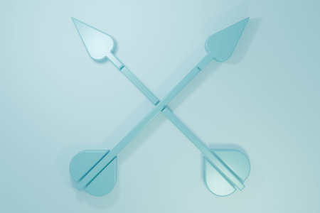 Blue Crossed arrows icon isolated on blue background. Minimalism concept. 3D render illustration.