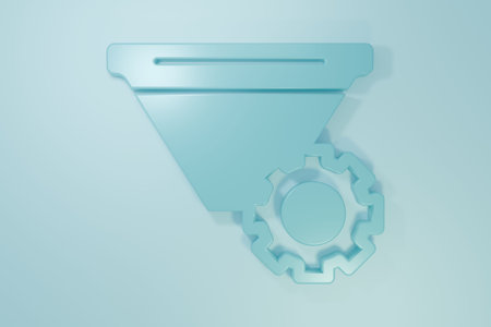 Blue Filter setting icon isolated on blue background. Minimalism concept. 3D render illustration.の写真素材