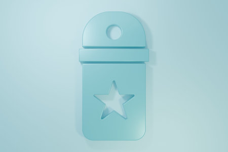 Blue Chevron icon isolated on blue background. Military badge sign. Minimalism concept. 3D render...