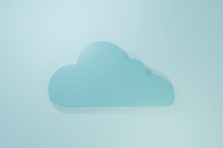 Blue Cloud icon isolated on blue background. Minimalism concept. 3D render illustration.の写真素材