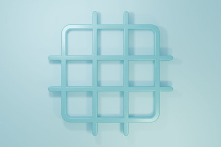 Blue Grid graph paper icon isolated on blue background. Minimalism concept. 3D render illustration.の写真素材