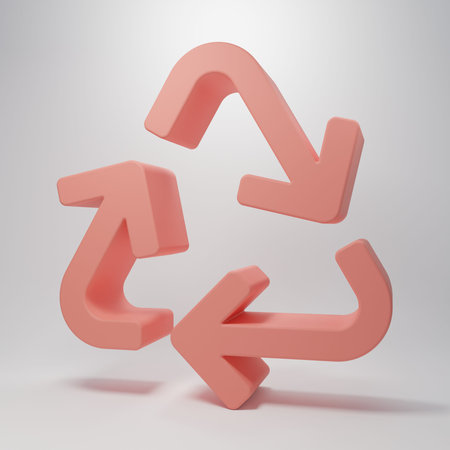 Pink Recycle symbol icon isolated on pink background. Circular arrow icon. Environment recyclable go...
