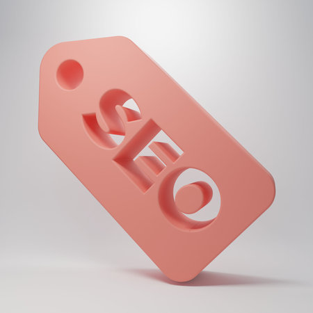 Pink SEO optimization icon isolated on pink background. Minimalism concept. 3D render illustration.