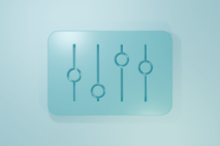 Blue Sound mixer controller icon isolated on blue background. Dj equipment slider buttons. Mixing...