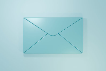 Blue Envelope icon isolated on blue background. Email message letter symbol. Minimalism concept. 3D...