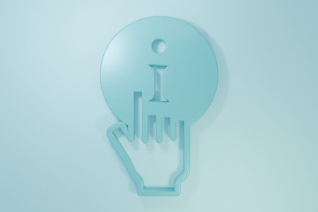 Blue Information icon isolated on blue background. Minimalism concept. 3D render illustration.