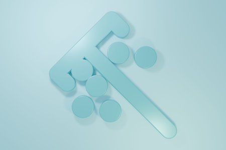 Blue Stick for chips icon isolated on blue background. Casino gambling. Minimalism concept. 3D render illustration.の写真素材