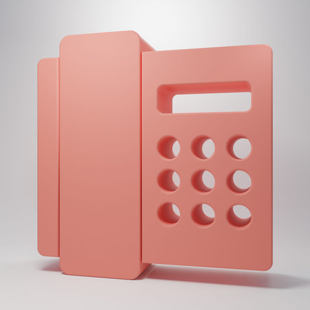 Pink Telephone handset icon isolated on pink background. Phone sign. Minimalism concept. 3D render illustration.の写真素材