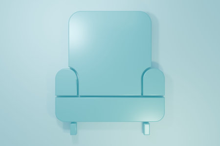 Blue Armchair icon isolated on blue background. Minimalism concept. 3D render illustration.の写真素材