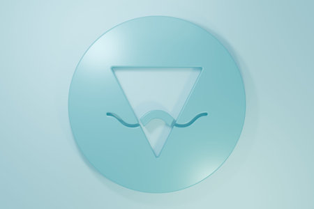 Blue Earth element of the symbol alchemy icon isolated on blue background. Basic mystic elements. Minimalism concept. 3D render illustration.の写真素材